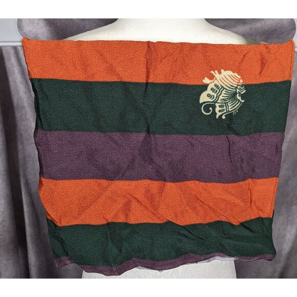 Unique Green Orange And Purple Stiped Spring Motif Square Scarf - Picture 12 of 12